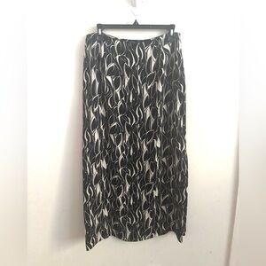 Jones New York Maxi Skirt Silk Sz 10 Black White Print Grunge Whimsigoth Office